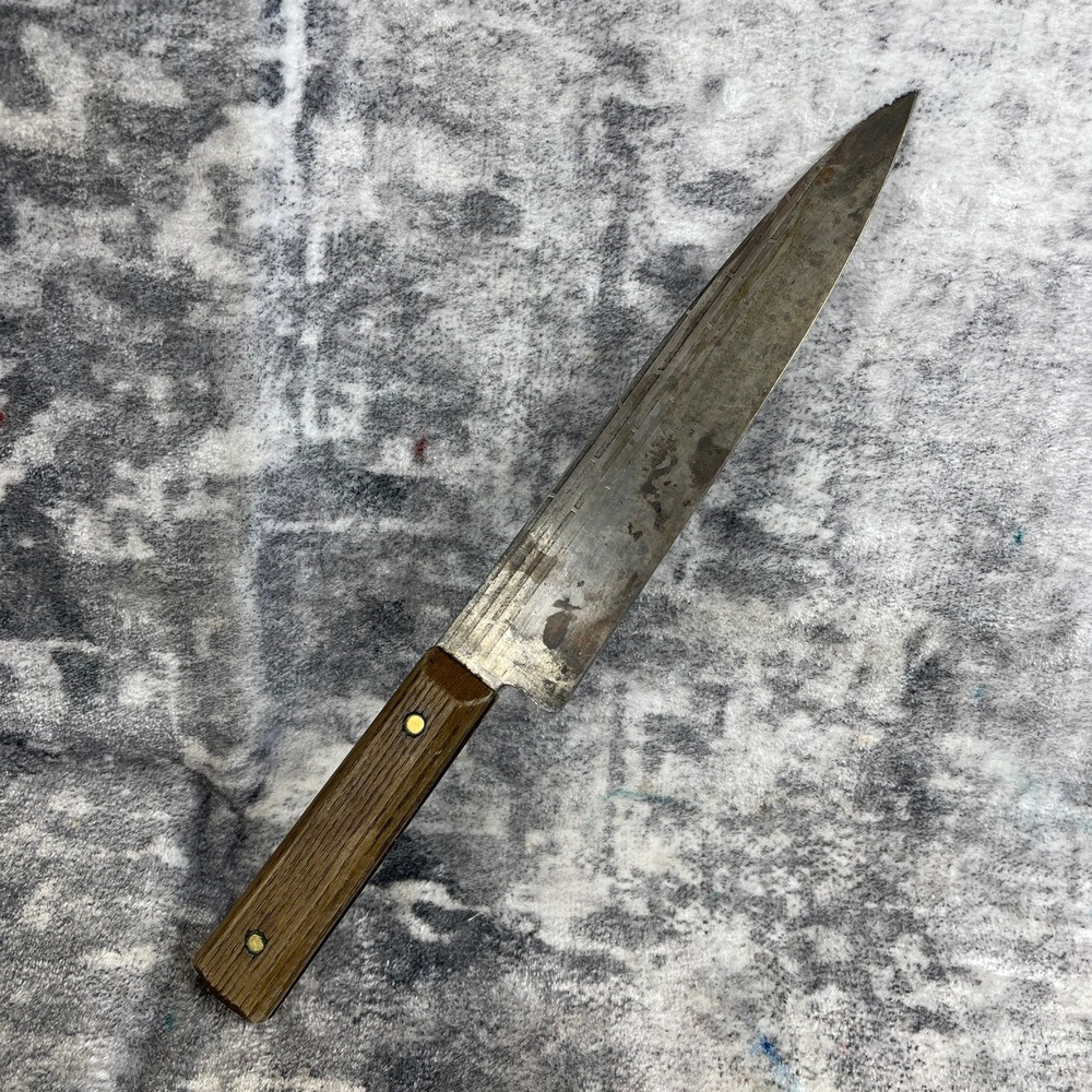 Vintage Forgecraft High Carbon Steel Chef Knife 8" Blade Made in USA Restoration